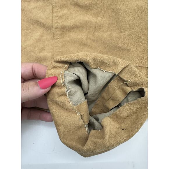 David Warren Womens Dress Size 12 Brown Suede Half Button Up Collared Vintage - Picture 13 of 15